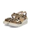 Rieker Cross Strap Velcro Wedge Sandal - Leopard Print